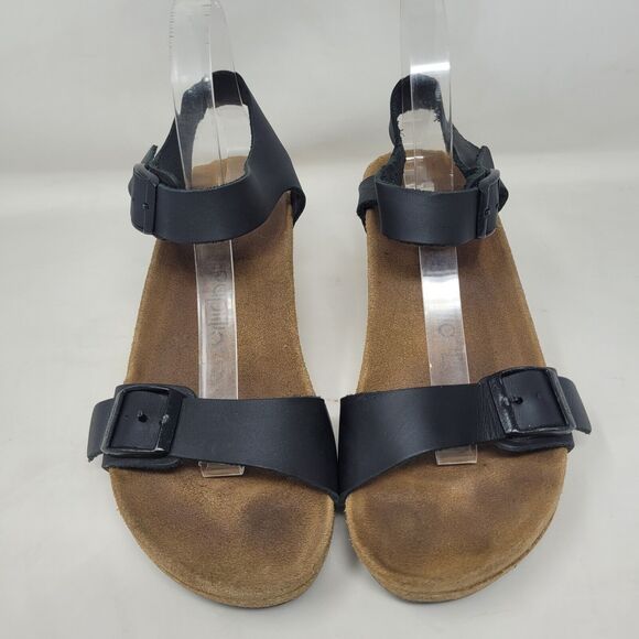 Birkenstock Papillio Sandals Womens EU40 US9.5 Soley Black Leather Wedge Buckles - Picture 4 of 13